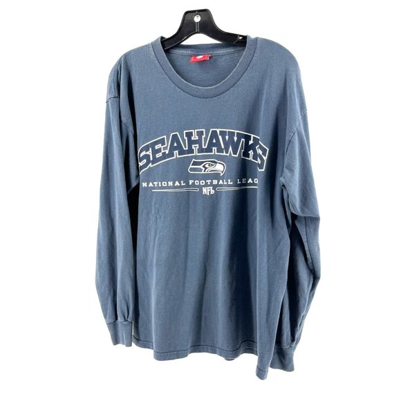 NFL Football Seattle Seahawks Blue Long Sleeve Graphic Tee T Shirt Large - Picture 1 of 12
